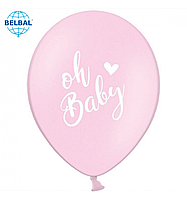 Латексний кулька BELBAL 12"(30 см) OH BABY на рожевому