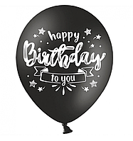 Латексна кулька BELBAL 12" (30 см) Happy Birthday на чорному
