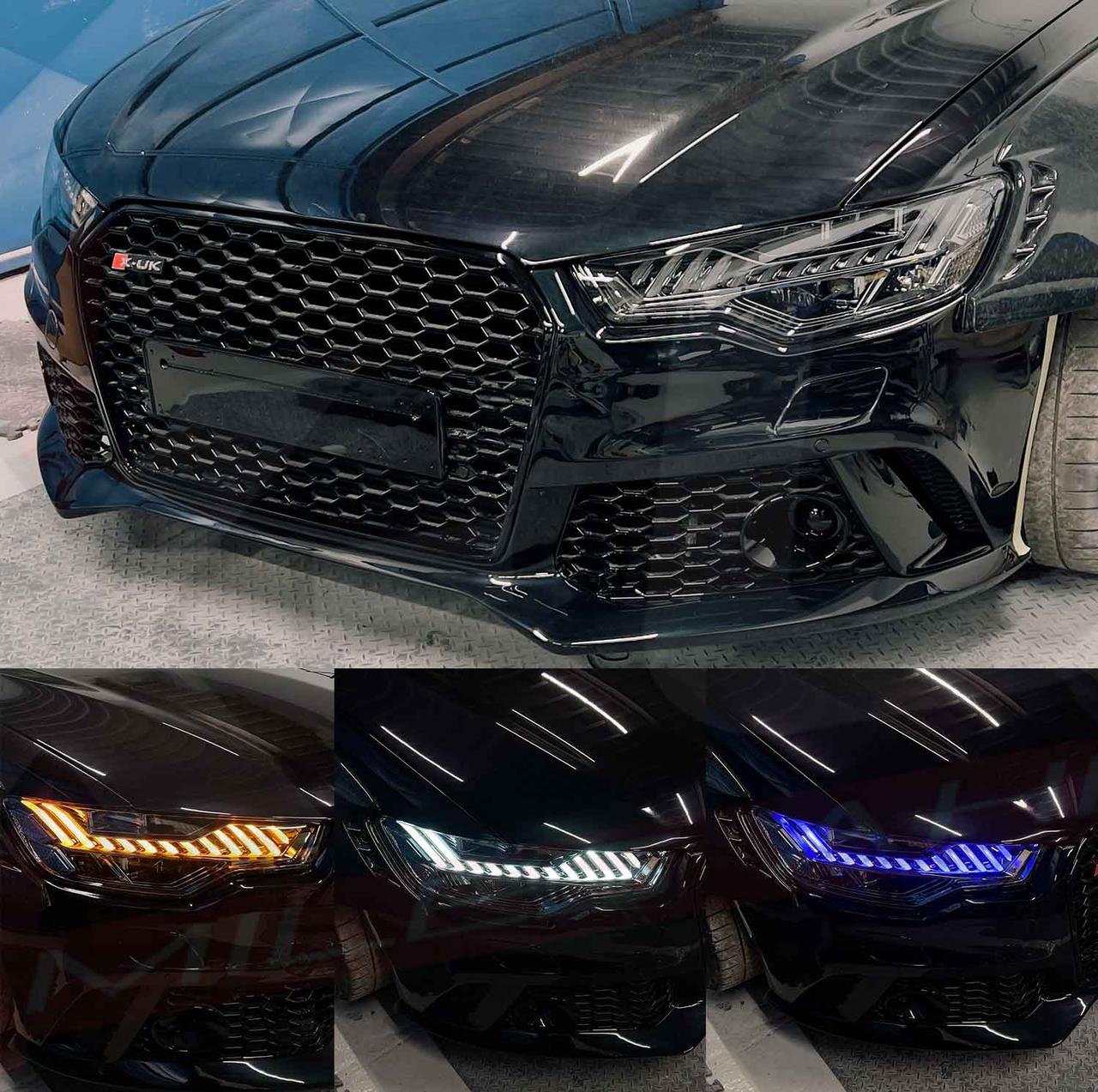 Передні фари Audi A6 C7 (11-14) тюнінг Full Led оптика стиль RS7 (разом ксенону)