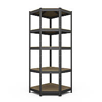 Стелаж кутовий Бюджет на 5 полиць ДСП метал фарбований Антрацит 1800х700х400/425 мм (Меткас-ТМ)