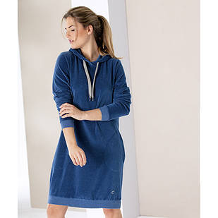 Халат жіночий, cotton 40%/polyester 60%, Longsize-Hood, синій/сірий, розмір S (82017S)