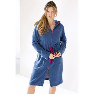 Халат жіночий, cotton 40%/polyester 60%, Hood and  Zipper, синій/рожевий, розмір S (82118S)