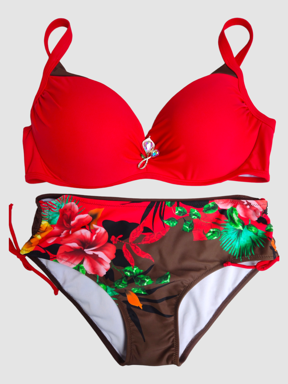 ОПТ Жіночий яскравий купальник з щільною чашкою Sisianna 3181356 48-56 червоний на 52 54 56 58 60 розмір