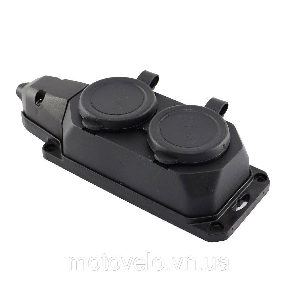 Колодка електрична 2 гнізда із заземленням, 16А, каучук, IP44, AY-KA ...