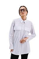 Женская белая удлиненная рубашка оверсайз