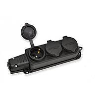 Колодка електрична 3 гнізда із заземленням, 16А, каучук, IP44,MUTLUSAN