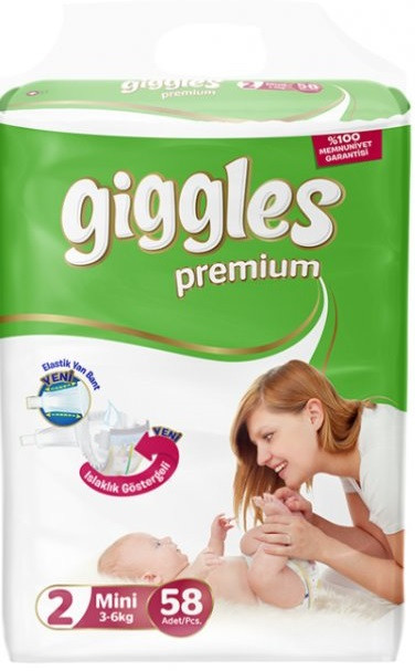 Підгузки дитячі Giggles Premium Розмір 2 Mini 3-6 кг. (58 шт.)