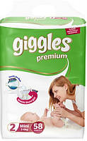 Підгузки дитячі Giggles Premium Розмір 2 Mini 3-6 кг. (58 шт.)