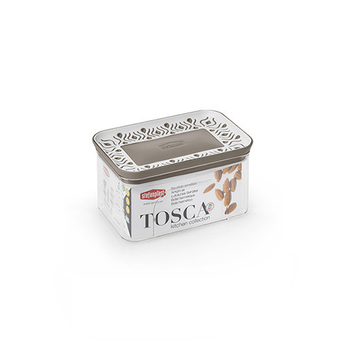 Прямокутна  ємність для зберігання продуктів TOSСA 0.7л, біло-сіра (55550)