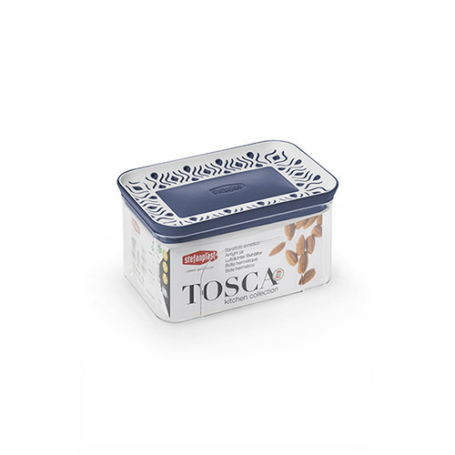 Прямокутна  ємність для зберігання продуктів TOSСA 0.7л, біло-синя (55551)