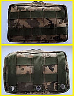 Подсумок утилитарный горизонтальный ЗСУ EDC сумка тактическая поясная на пояс, рюкзак / органайзер поясной пиксель 20*14*6 см