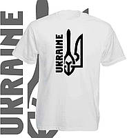 Мужская патриотическая футболка с принтом Трезубец Украины И Надписью Юкрейн