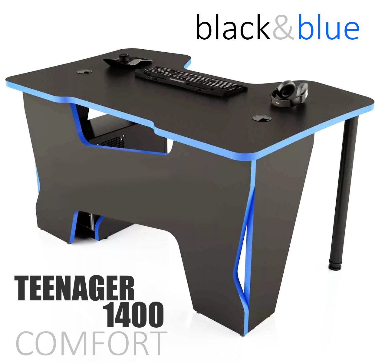 Парта для школяра старших класів — комп'ютерний стіл TEENAGER 1400 comfort black-blue