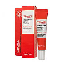 Антивозрастная сыворотка - роллер вокруг глаз с церамидами FarmStay Ceramide Wrinkle Care Relaxing Roling Eye