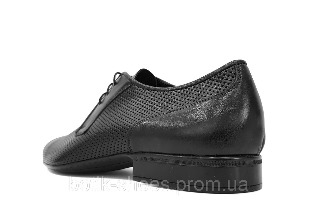 Свадебные мужские кожаные туфли кожа с перфорацией классические нарядные модельные черные 44 размер Basso 1010 - фото 4 - id-p1749094183