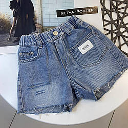 Дитячі шорти на дівчинку джинсові короткі Блакитні 6257, 85, Блакитний, Для дівчаток, Літо, 104