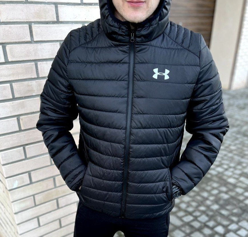 Чоловіча куртка Under Armour осіння весняна демісезонна / молодіжна куртка весна-осінь чорна Туреччина. Живе фото, фото 1