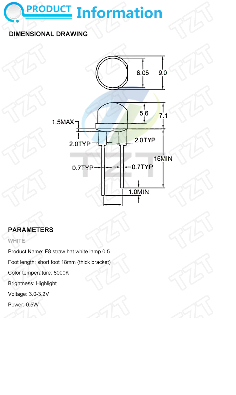 Светодиод LED 8мм (белый) 3.0-3.2V (ID#1749111311), цена: 10 ₴, купить ...