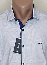 Сорочка чоловіча Paul Smith vd-0055 біла у принт приталена трансформер стрейч-котон Туреччина з довгим рукавом, фото 3