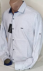 Сорочка чоловіча Paul Smith vd-0055 біла у принт приталена трансформер стрейч-котон Туреччина з довгим рукавом, фото 4