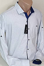 Сорочка чоловіча Paul Smith vd-0055 біла у принт приталена трансформер стрейч-котон Туреччина з довгим рукавом, фото 2