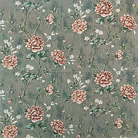 Декор стін ПВХ 3Д-панелі Болотяні троянди 700х700х5мм зелений квіти рослини текстура під тканину (430)