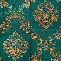 3Д-панелі для стін Панель стінова Золотий Вензель на зеленому 3D 700х700х5мм Орнаменти текстура (408)