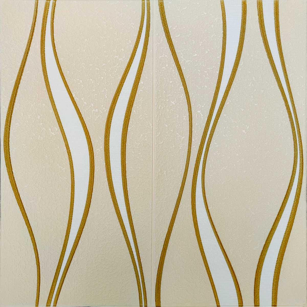 Декор стін ПВХ 3Д-панелі Золоті лінії 700х700х5мм Абстракція хвилі на самоклеючій основі (194)
