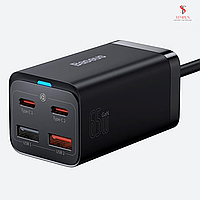 Мережевий зарядний пристрій Baseus GaN3 Pro 2USB+2USB-C 65 W + кабель USB — Type-C 66 W