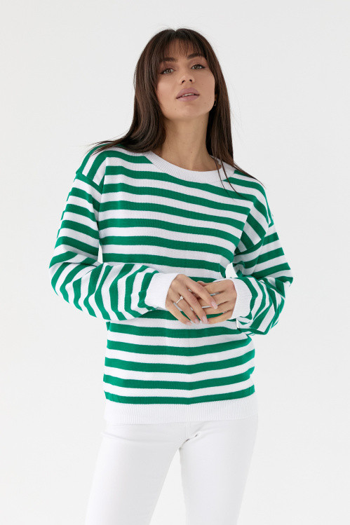 Зелений светр жіночий у смужку