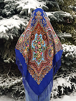 Украинский народный платок Надия 140*140 см синий