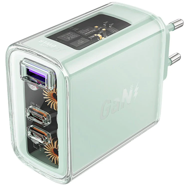 Зарядний пристрій з швидким заряджанням ACEFAST A45 Sparkling series PD65W |USB/2Type-C| Зелений