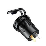 Автомобільна зарядка USB QC 3.0 + PD Type-C 45W адаптер з кнопкою в прикурювач, фото 4