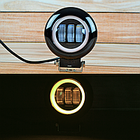 Дополнительная светодиодная LED фара 45Вт Круглая (Ангельський Глаз Желтый) Четкой световой теневой границей