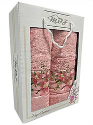 Подарунковий набір рушників Cattleya Туреччина Персиковий