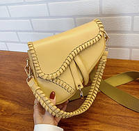 Женская мини сумочка клатч на плечо, яркая маленькая сумка бананка эко кожа Желтый "Lv"
