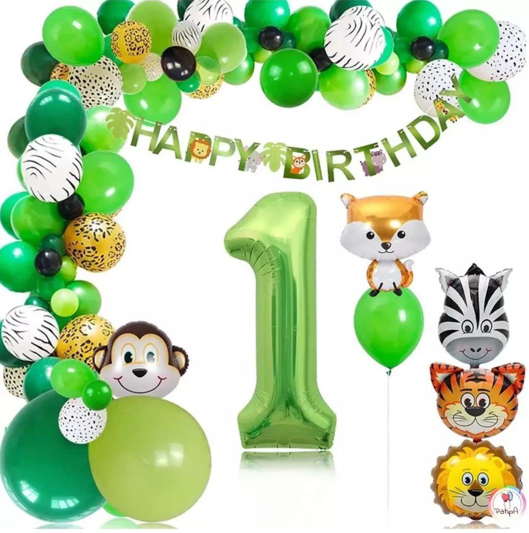Фотозона з кульок Тварини із зеленою цифрою | Для хлопчика