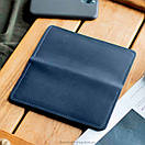 Чоловічий синій портмоне з натуральної шкіри ручної роботи TRIO без фіксації Гаманець, фото 7