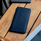 Чоловічий синій портмоне з натуральної шкіри ручної роботи TRIO без фіксації Гаманець, фото 4