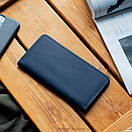 Чоловічий синій портмоне з натуральної шкіри ручної роботи TRIO без фіксації Гаманець, фото 3