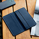 Чоловічий синій портмоне з натуральної шкіри ручної роботи TRIO без фіксації Гаманець, фото 8