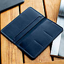 Чоловічий синій портмоне з натуральної шкіри ручної роботи TRIO без фіксації Гаманець, фото 5