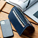 Чоловічий синій портмоне з натуральної шкіри ручної роботи TRIO без фіксації Гаманець, фото 6