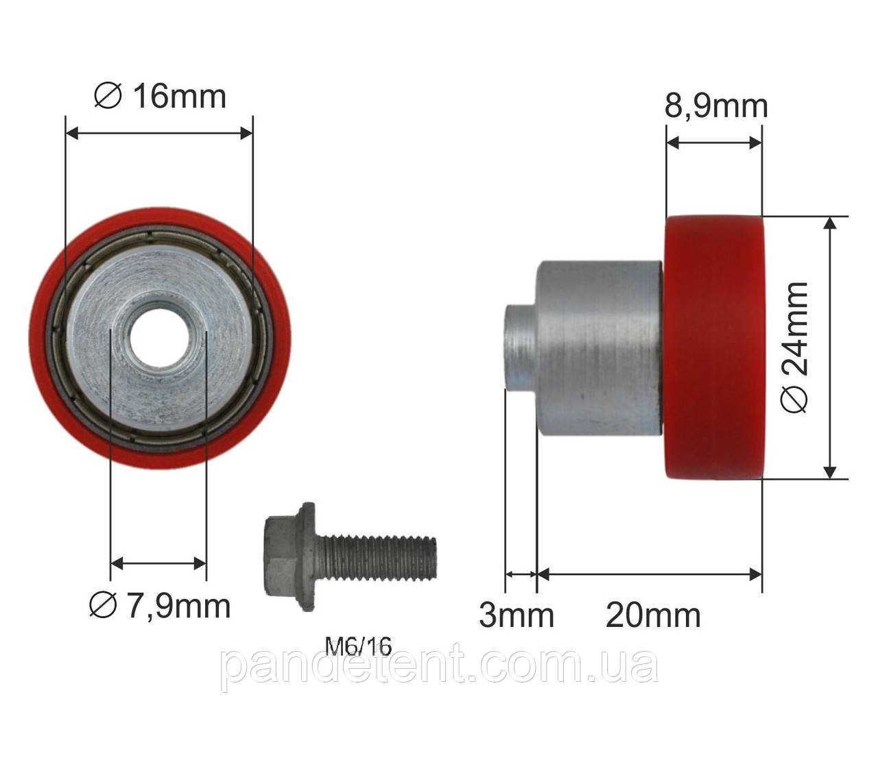 Ролик зсувного даху 24x8,9x20