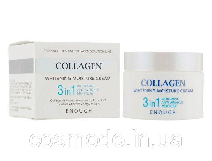 Крем для обличчя зволожуючий з колагеном, 3 в 1 Enough Collagen Whitening Moisture Cream 3 in 1