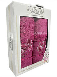 Подарунковий набір рушників Cattleya Туреччина Малиновий