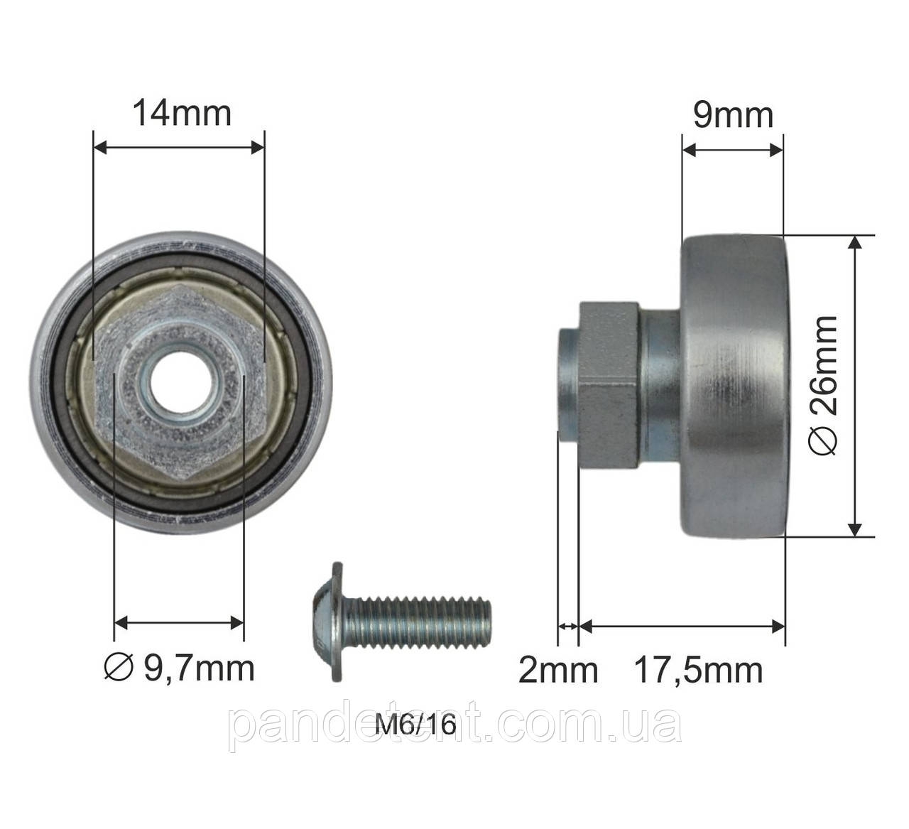 Ролик зсувного даху 26x9x17.3