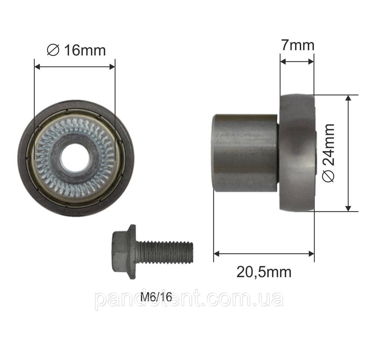 Ролик зсувного даху 24x7x20,5