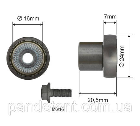 Ролик зсувного даху 24x7x20,5, фото 1