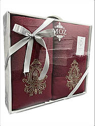 Подарунковий набір рушників MOZ Туреччина Бордовий